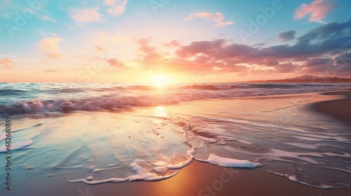 Photography of a tranquil beach at sunset