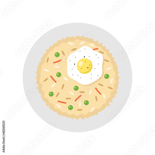 Flat Illustration of Fried Rice - Nasi Goreng. Foods and Drinks Daily Illustration.