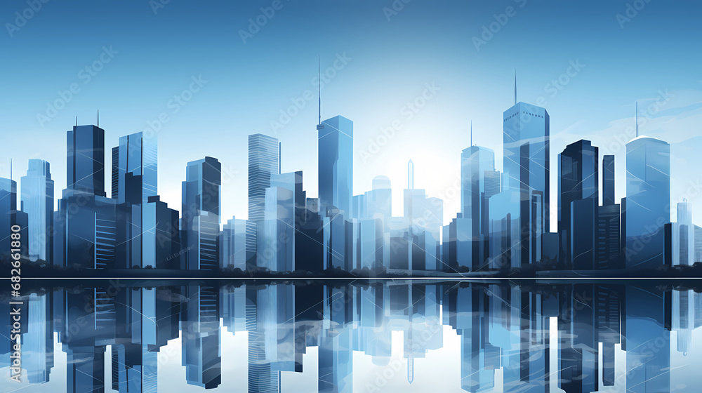 Smart city modern skyscrapers background abstract poster web PPT, abstract PPT background