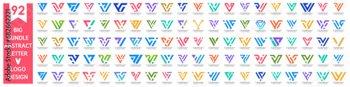 collection abstract letter V logo design. modern logotype V design with colorful. vector illustration