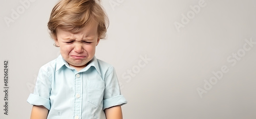 Sad child kid Crying with anger, sulking emotion feeling photo