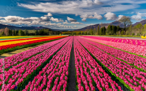 Blooms Beyond Horizon, A Symphony of Vibrant Tulip Fields