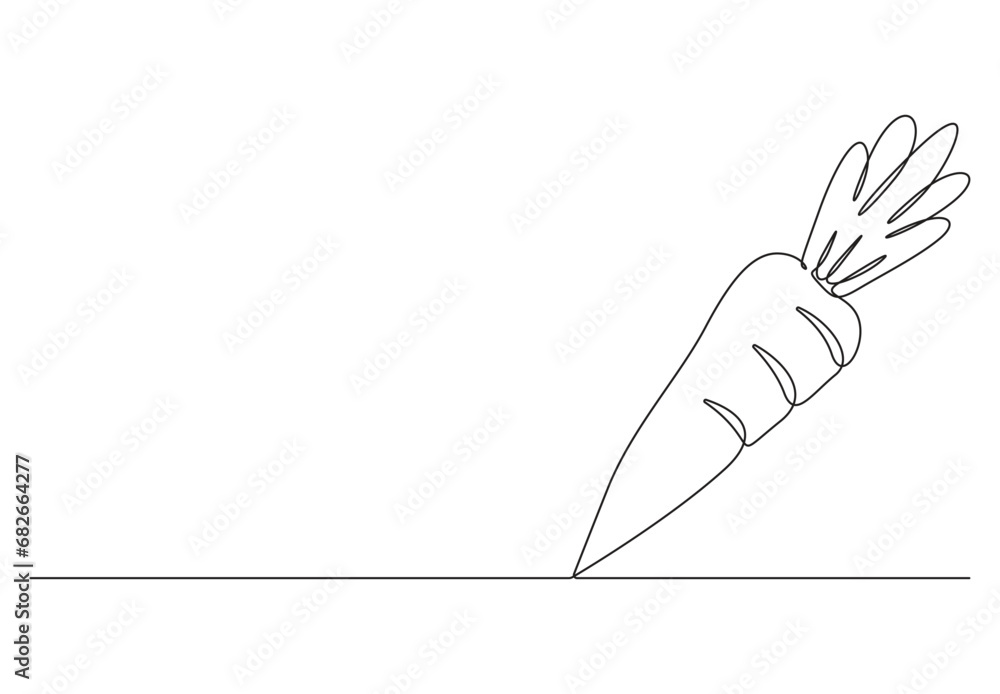 Continuous single line drawing of carrot. Isolated on white background vector illustration. Stock illustration. Continuous single line drawing of carrot. Isolated on white background vector illustration. Stock illustration.