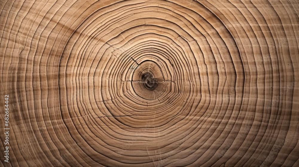 Fototapeta premium Old wooden oak tree cut surface texture, pattern of cross-section log of tree, Dark brown color wall surface, Rough organic texture of tree rings used for background and display your products.