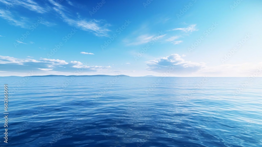 Fototapeta premium a body of water with a blue sky and clouds