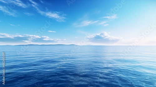 a body of water with a blue sky and clouds photo