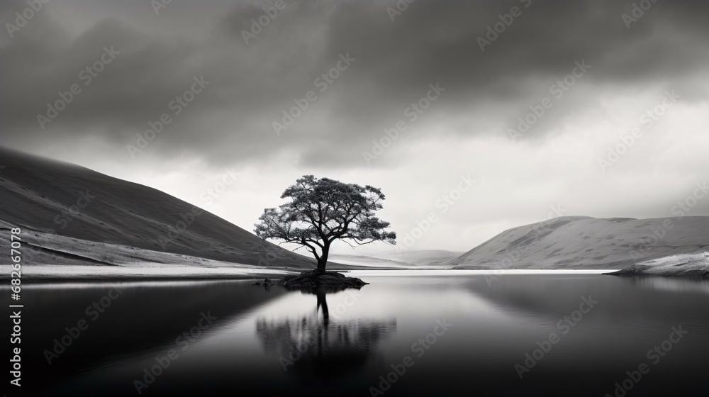 Fototapeta premium a tree in a lake