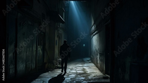 a man walking in an alley © KWY