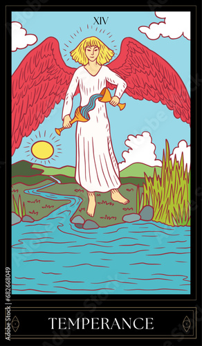 Tarot Card Illustration isolated on white background. temperance