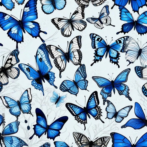  Blue Serenity  Fluttering Butterflies      