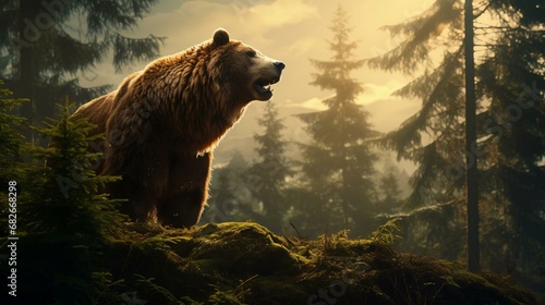 a bear standing on a hill photo