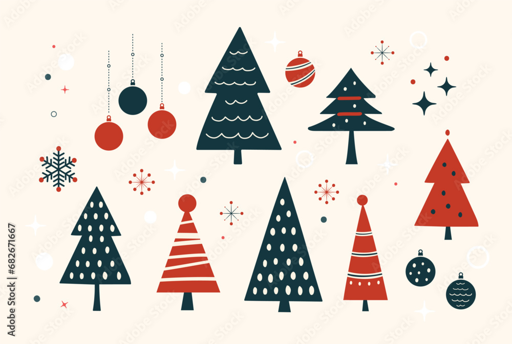 Set of minimal Christman tree elements vector illustration
Set of minimal Christman tree elements vector illustration