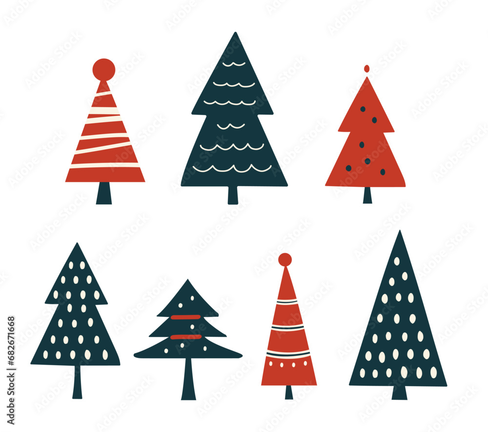 Obraz premium Set of minimal Christman tree elements vector illustration 