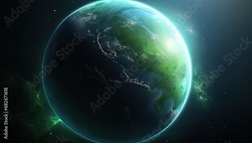 Emerald Glow of Early Earth's Vitality from the Cosmos, Pangea
 photo