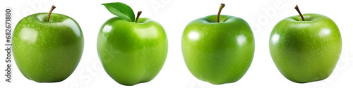 set of green apples isolated on transparent background - design element PNG cutout collection