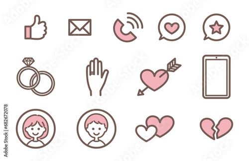 simple icon set of dating app