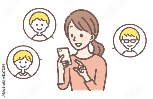 a woman checking dating app on smart phone