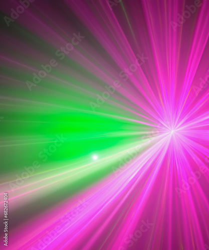 green rays and pink light beame with glitter light. generative AI