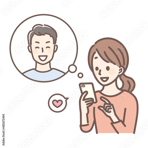 a woman chating over smart phone