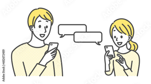 a couple talking by smart phone
