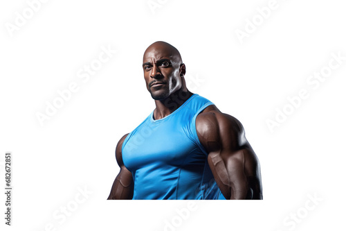 Male bodybuilder showing muscles on transparent background