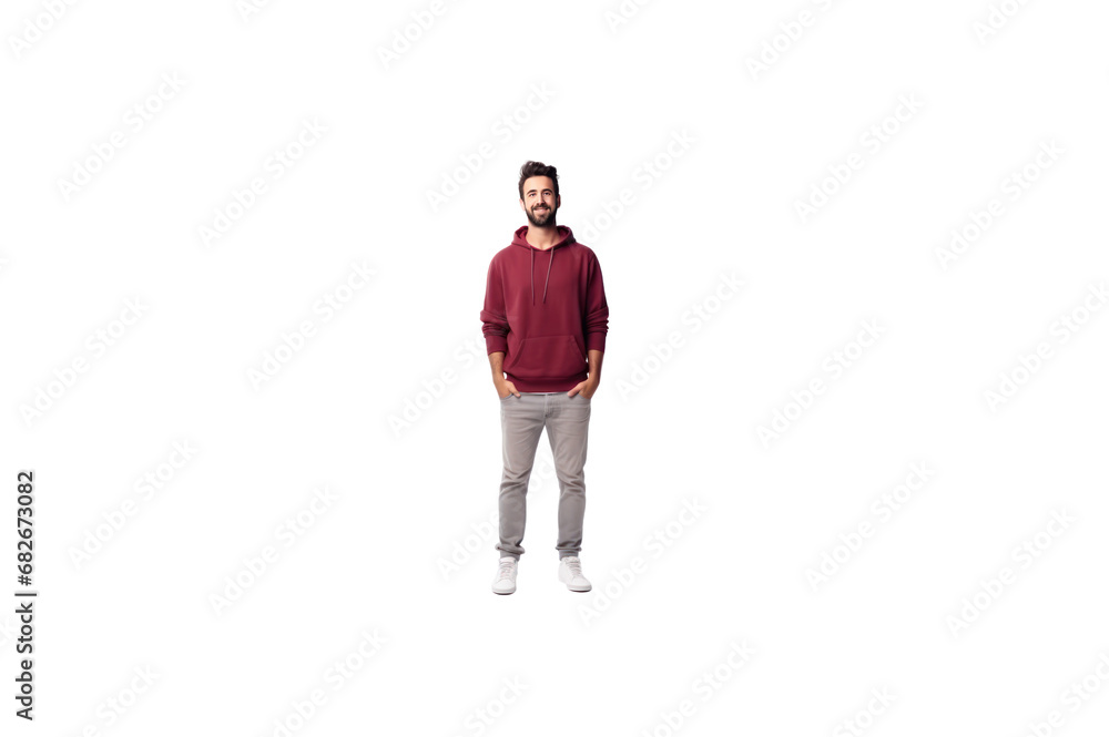 Handsome young man in red casual clothes on isolated transparent background. Handsome young man in red casual clothes on isolated transparent background.