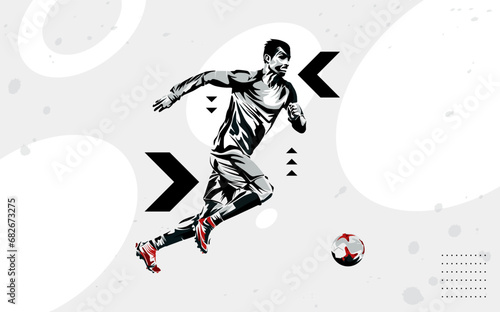 Soccer sport athlete vector design with abstract silhouette style. Design with the concept of national sports celebration. Interactive sports background. Football player - soccer