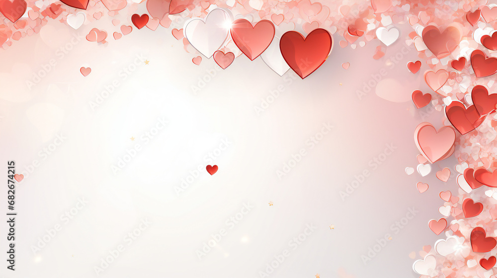 Pink heart shape balloons isolated on sky blue and white background