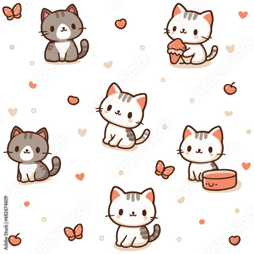 seamless pattern with cartoon cats