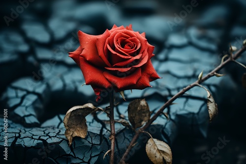 A Red Rose Growing on Stoney Ground photo