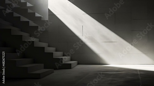 a staircase with white walls