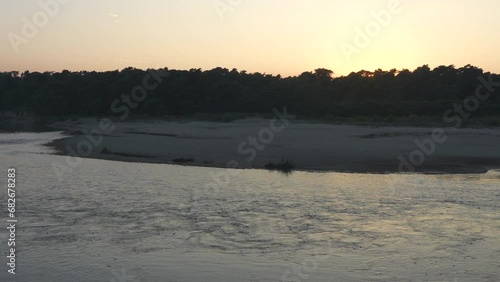 A panning view of the Rapti River in the Chitwan National Park in southern Nepal. photo