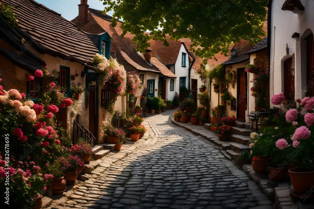 beautiful street in the village