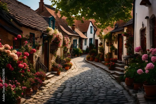 beautiful street in the village