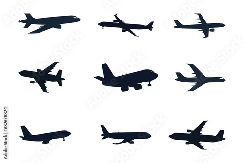 Flat Airplanes silhouettes set