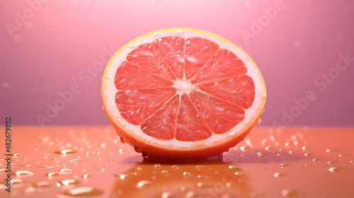 red grapefruit with water drops