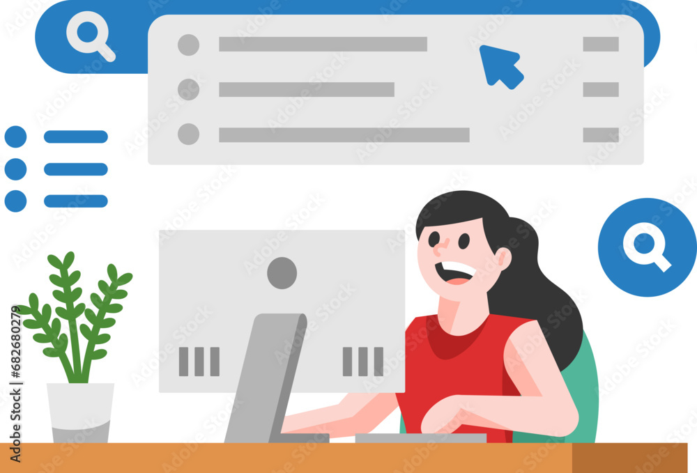 UI Illustration with Woman Presenting UI Illustration with Woman Presenting
