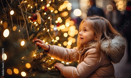 A Little Girl's Joyful Christmas Tree Decorating Adventure