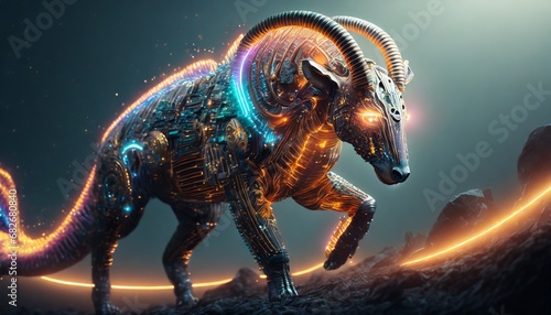 hybrid creatures that blend elements of animals with futuristic cybernetic enhancem