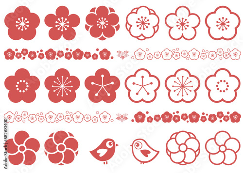 梅の花　シンプル　アイコンセット