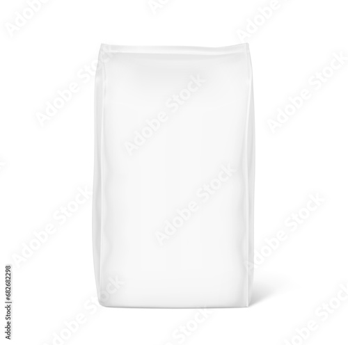 Vertical bag package mockups. Front view. Vector illustration isolated on white background. Easy to use for presentation your product, idea, promo, design. EPS10.