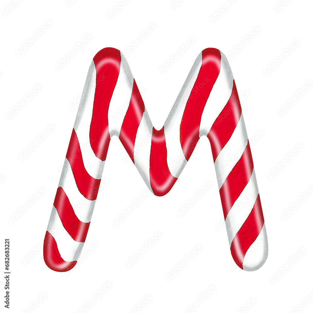 Fototapeta premium English alphabet made of candy canes letter M