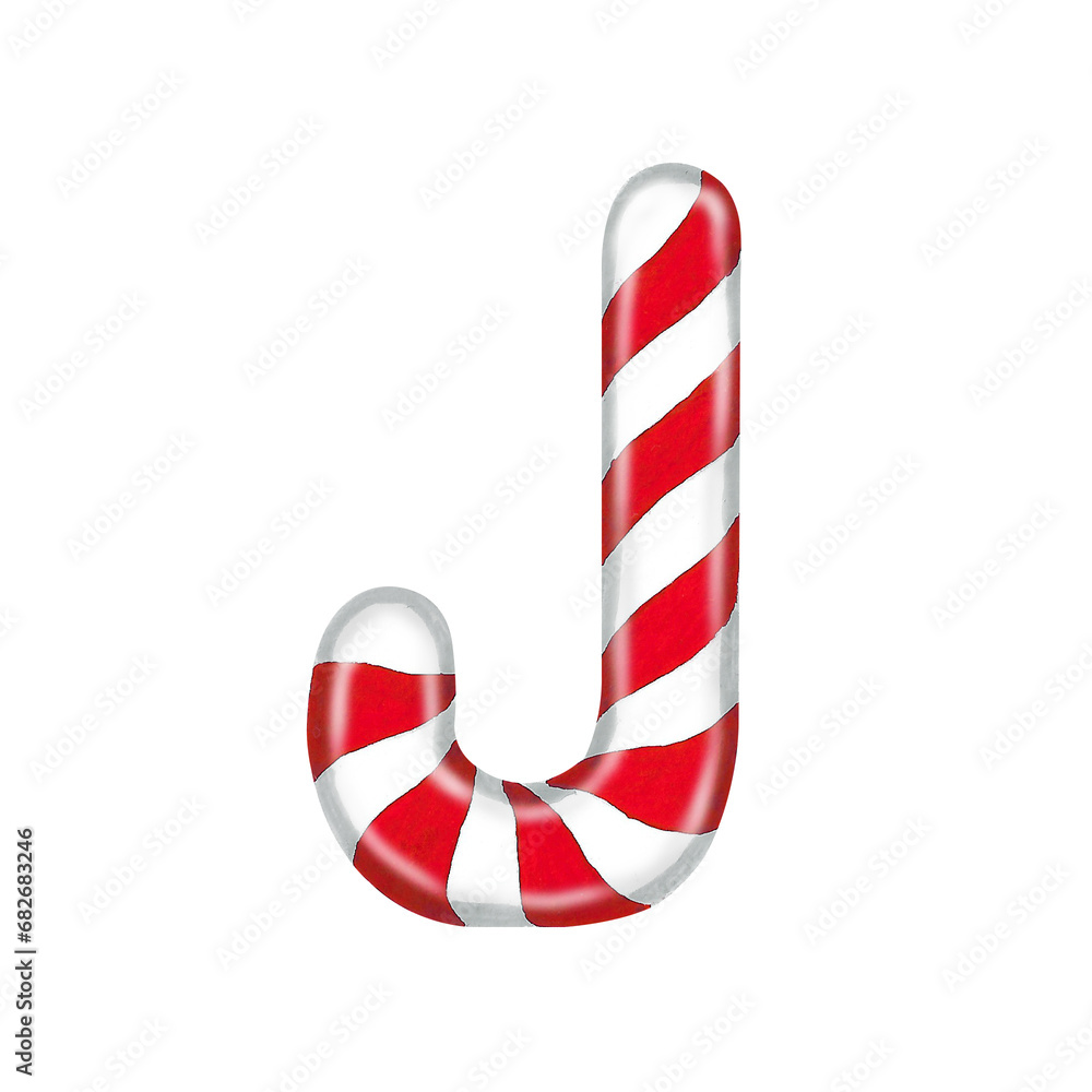 Fototapeta premium English alphabet made of candy canes letter J