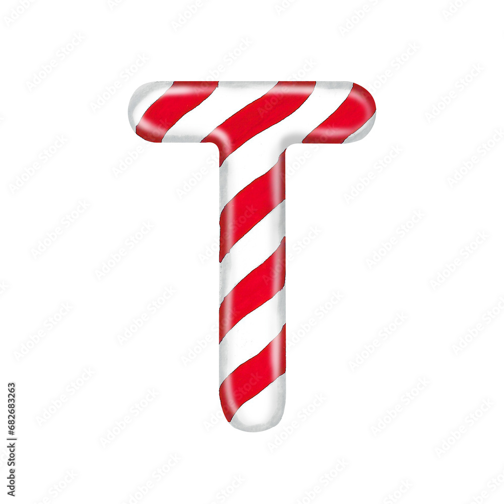 Obraz premium English alphabet made of candy canes letter T