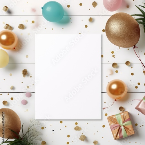 blank white invitation card to a kids birthday - mockup template