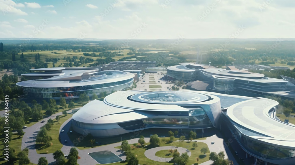a large building with a courtyard a large building with a courtyard