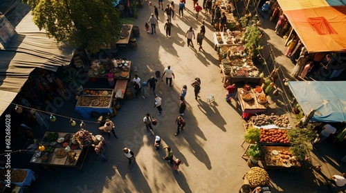 people shopping at an outdoor market © KWY