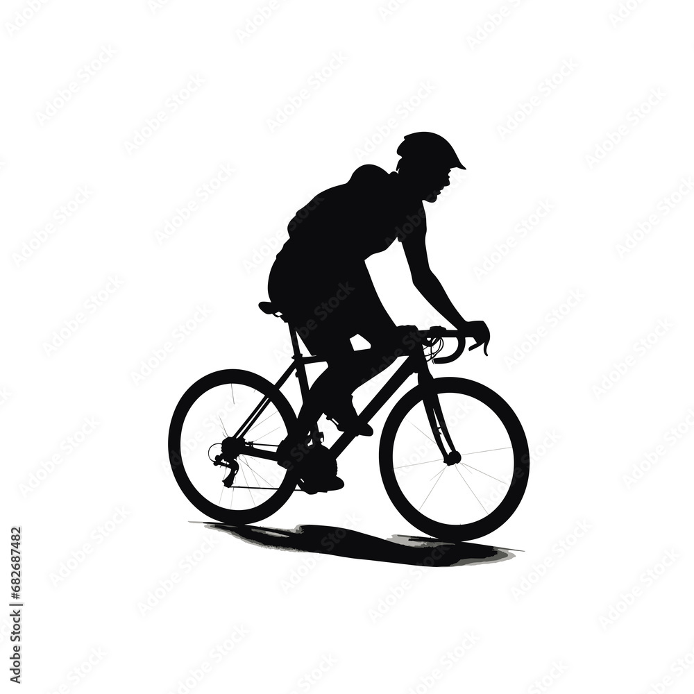 Obraz premium Silhouette of a male sports cyclist on a racing bike during a race