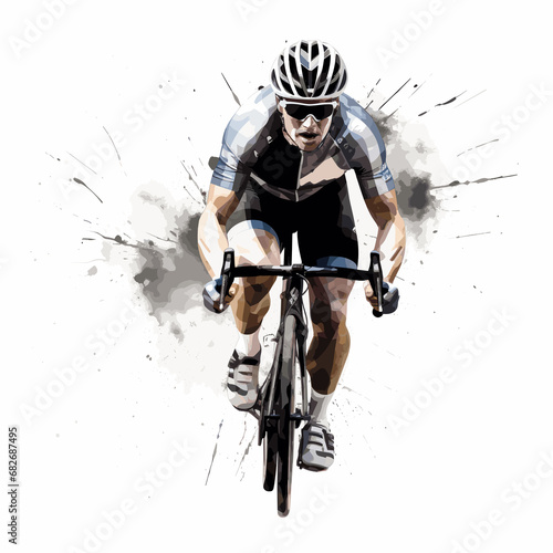 Silhouette of a male sports cyclist on a racing bike during a race © Marco