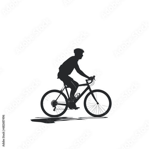 Silhouette of a male sports cyclist on a racing bike during a race